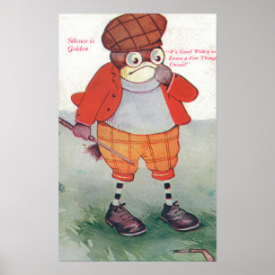 Poster Hibou jouant au golf notant la parole est d'argent