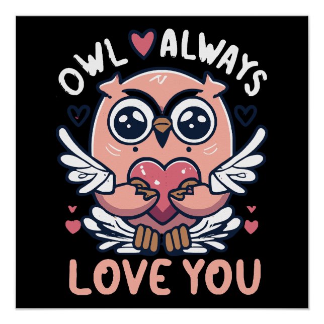 Poster Hibou t'aime toujours - Saint Valentin (Devant)