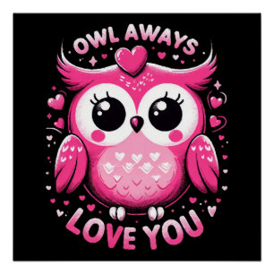 Poster Hibou t'aime toujours - Saint-Valentin