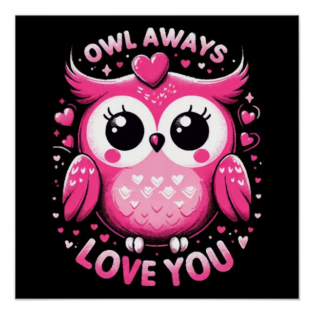 Poster Hibou t'aime toujours - Saint-Valentin (Devant)