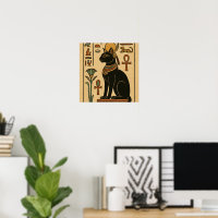 Poster Hiéroglyphique de la déesse de chat Bastet