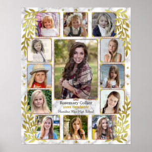 Poster High School Graduation Photo Collage Marble Gold