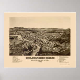 Poster Hillsborough, NH Panoramic Map - 1884