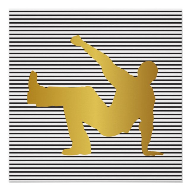 Poster Hip hop Urban Dance Boy Stripes noir blanc (Devant)
