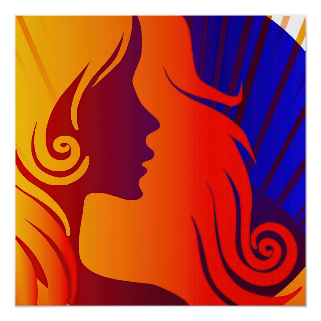 Poster Hippie colorée BOHO femme (Devant)
