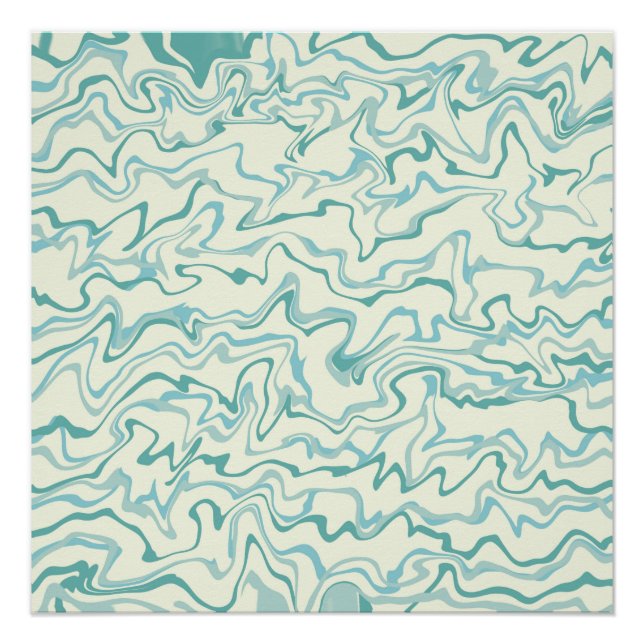 Poster Hippie les années 70 Marbre Bleu Liquide Swirl Boh (Devant)