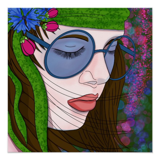 Poster Hippie mode de vie fille (Devant)