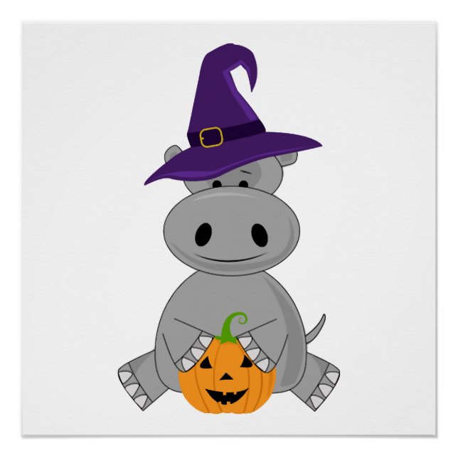 Poster Hippo de vacances Sorcière d'Halloween Hippo (Devant)