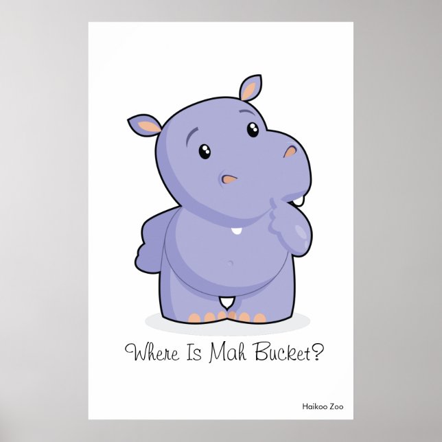 Poster hippo géant 'Où est Mah Bucket' (Devant)