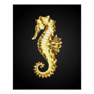 Poster Hippocampe Polygonal Or