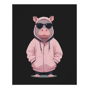 Poster Hippopotamus porter Sweat - shirt à capuche drôle