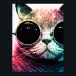 Poster Hipster Cat Pop Art<br><div class="desc">Ce chat cool hipster égaye n'importe quelle pièce.</div>