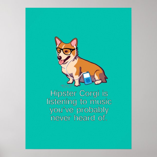 Poster Hipster Corgi (Devant)