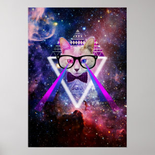 Poster Hipster galaxy cat
