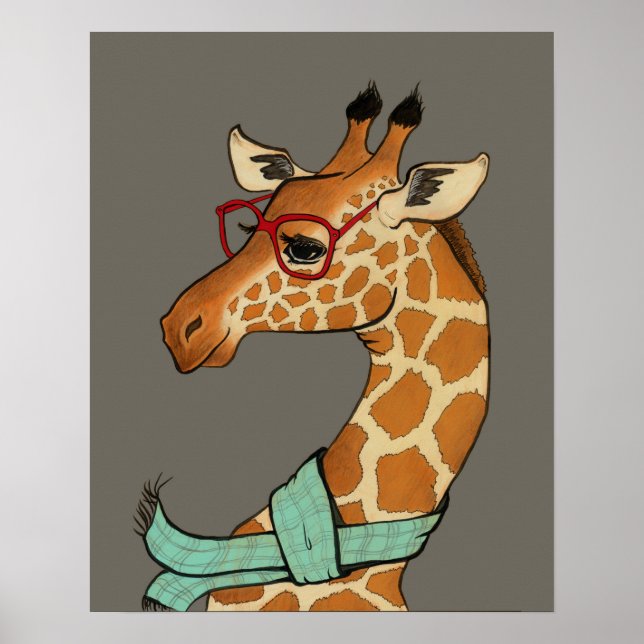 Poster Hipster Giraffe (Devant)