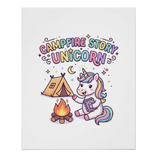 Poster Histoire de feu de camp licorne Licorne charmante