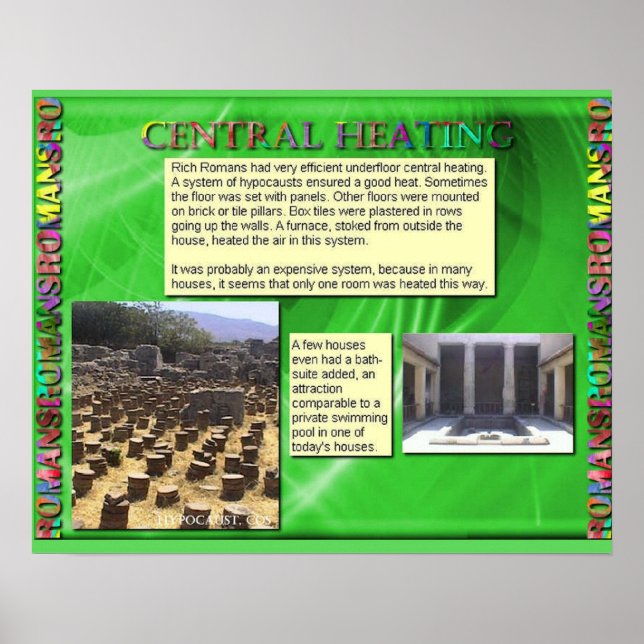 Poster Histoire, Romains, Chauffage central (Devant)