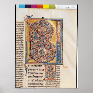 Poster Historiated initial 'B' depicting King David
