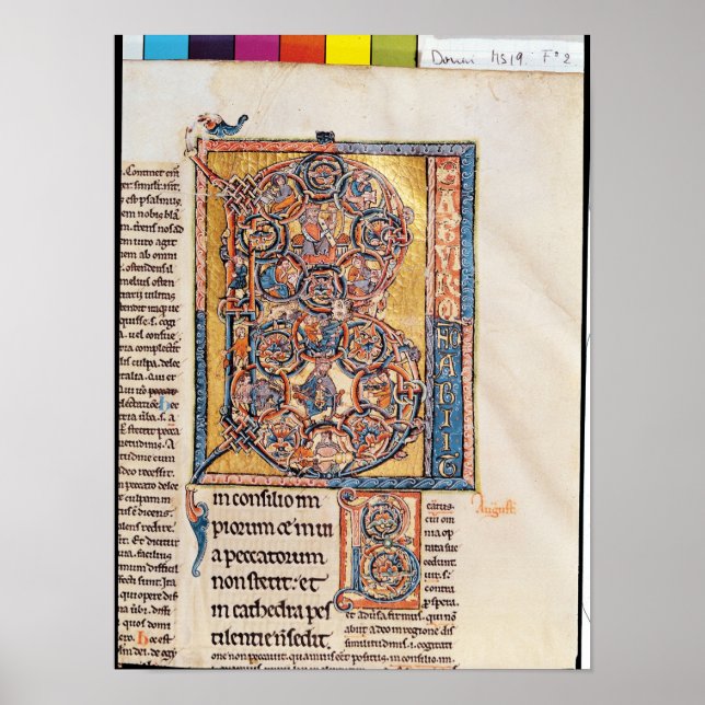 Poster Historiated initial 'B' depicting King David (Devant)