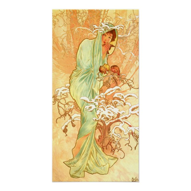 Poster Hiver Alfons Mucha Art Nouveau (Devant)