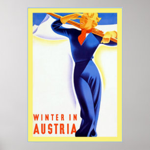 Poster Hiver En Autriche ~Vintage voyage
