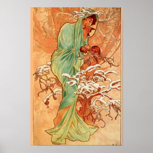Poster Hiver par Mucha