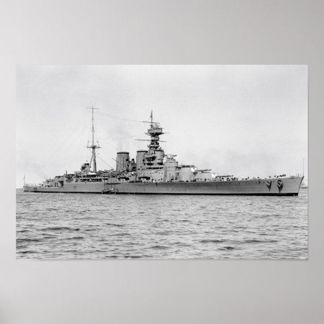 Poster HMS Hood 16,5 po x 11 po (Devant)