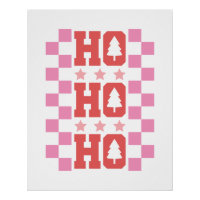 Ho Ho Ho Retro Rouge rose de Noël Typographie