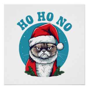 Poster Ho ho non - drôle de chat grumpy santa