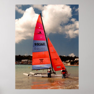 Poster Hobie catamaran prêt à naviguer