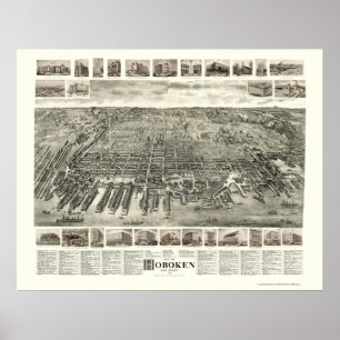 Poster Hoboken, NJ Panoramic Map - 1904