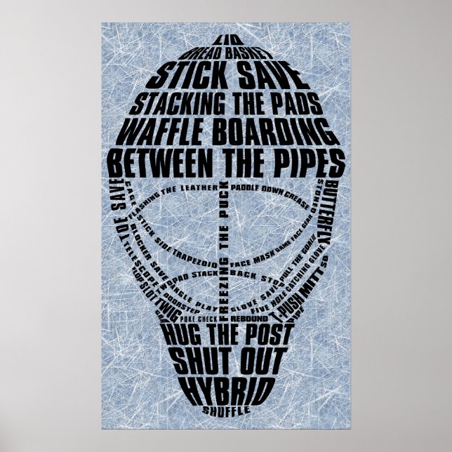 Poster Hockey Goalie Masque Mot Art (Devant)