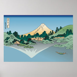 Poster Hokusai le mont Fuji se reflète dans le lac