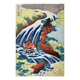 Poster Hokusai - Les chutes de lavage à cheval Yoshitsune