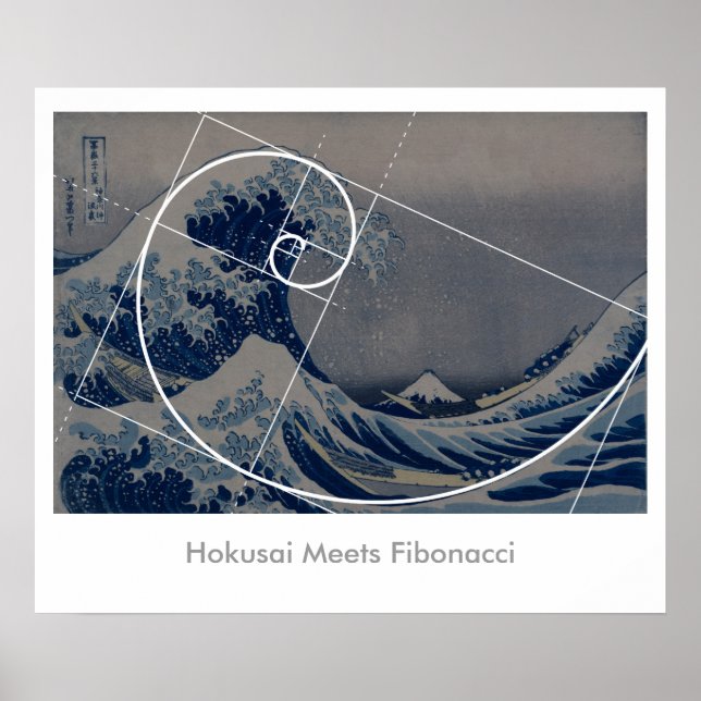 Poster Hokusai rencontre Fibonacci, Golden Ratio (Devant)