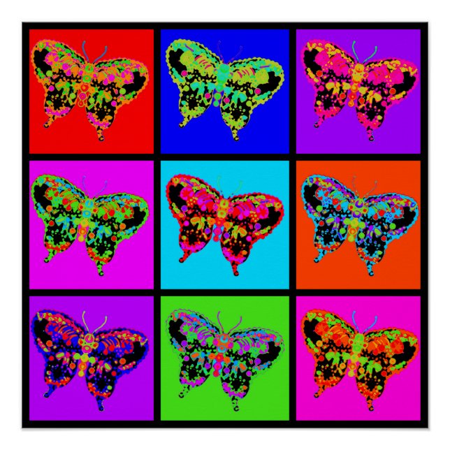 Poster holiES - Papillons psychédéliques Mosaïque (Devant)