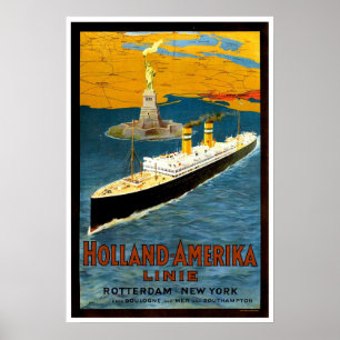 Poster Holland Amerika Line Navire Vintage Publicité