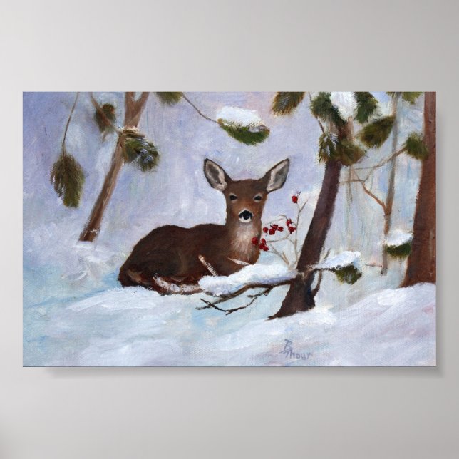 Poster Holly Berry Deer (Devant)