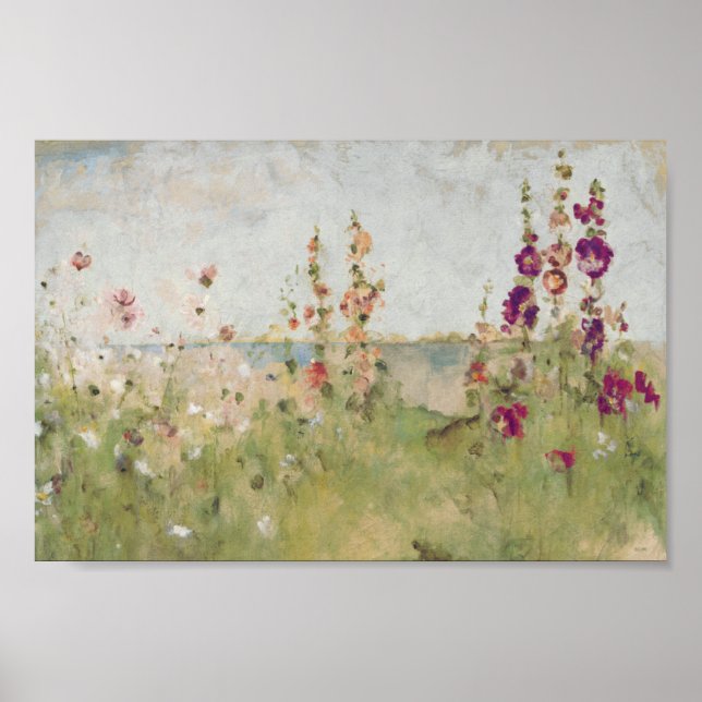 Poster Hollyhocks au bord de la mer (Devant)