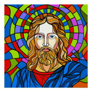 Poster holy stained glass design procreate hand drawing