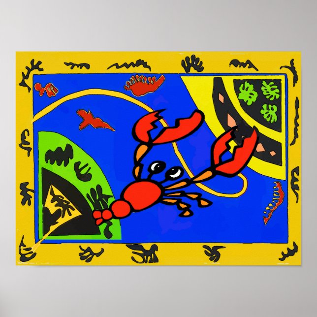 Poster Homard, Épisette Abstraite, Style Matisse (Devant)