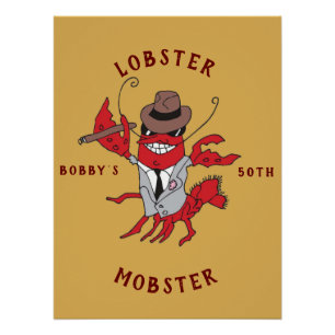 Poster Homard Homard 🦞 Drôle Cartoon Gangster