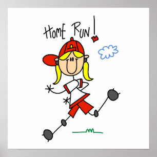 Poster Home Run Girls Softball T-shirts et cadeaux