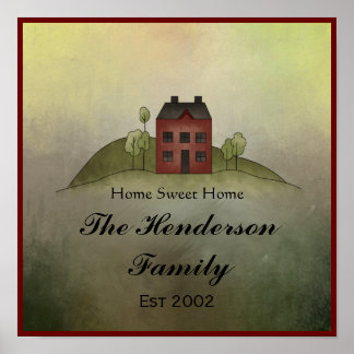 Poster Home Sweet Home Nom de famille Mur Imprimer