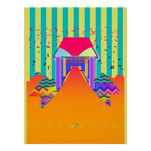 Poster HOME Yellow Aqua Stripe