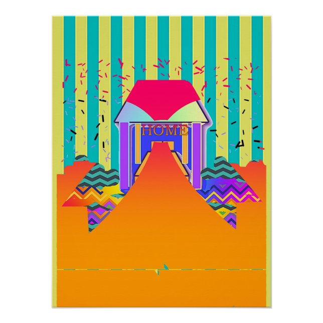 Poster HOME Yellow Aqua Stripe (Devant)