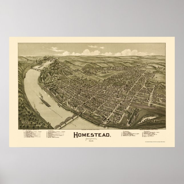 Poster Homestead, PA Carte panoramique - 1902 (Devant)
