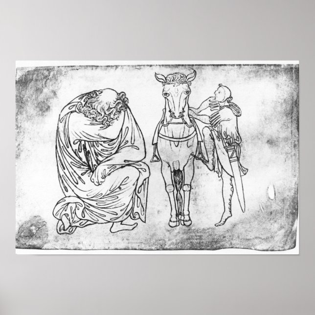 Poster Homme assis, Chevalier montant son cheval (Devant)