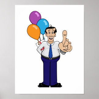 Poster Homme avec ballons