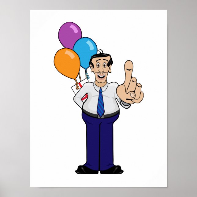 Poster Homme avec ballons (Devant)